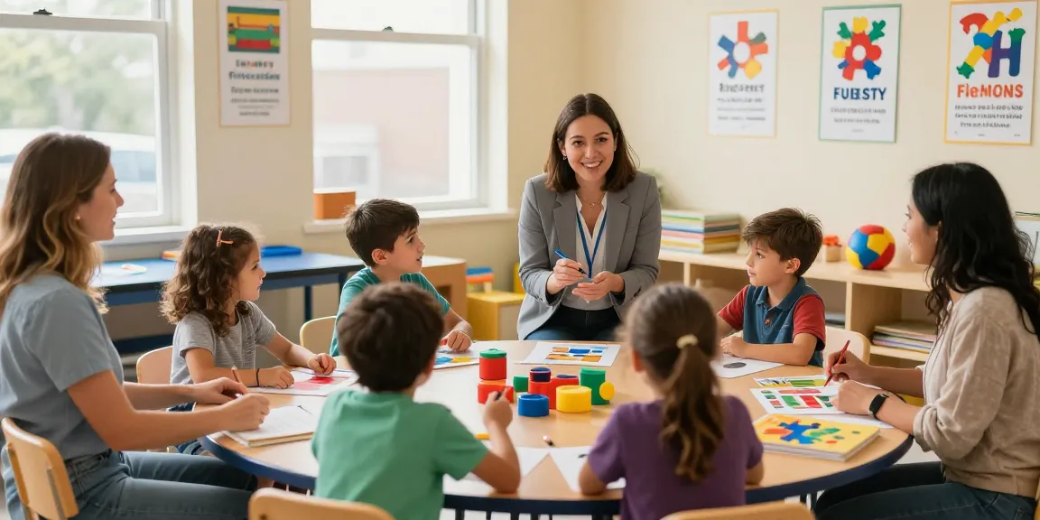 Engaging ABA services Burlington session with children learning in a bright classroom.